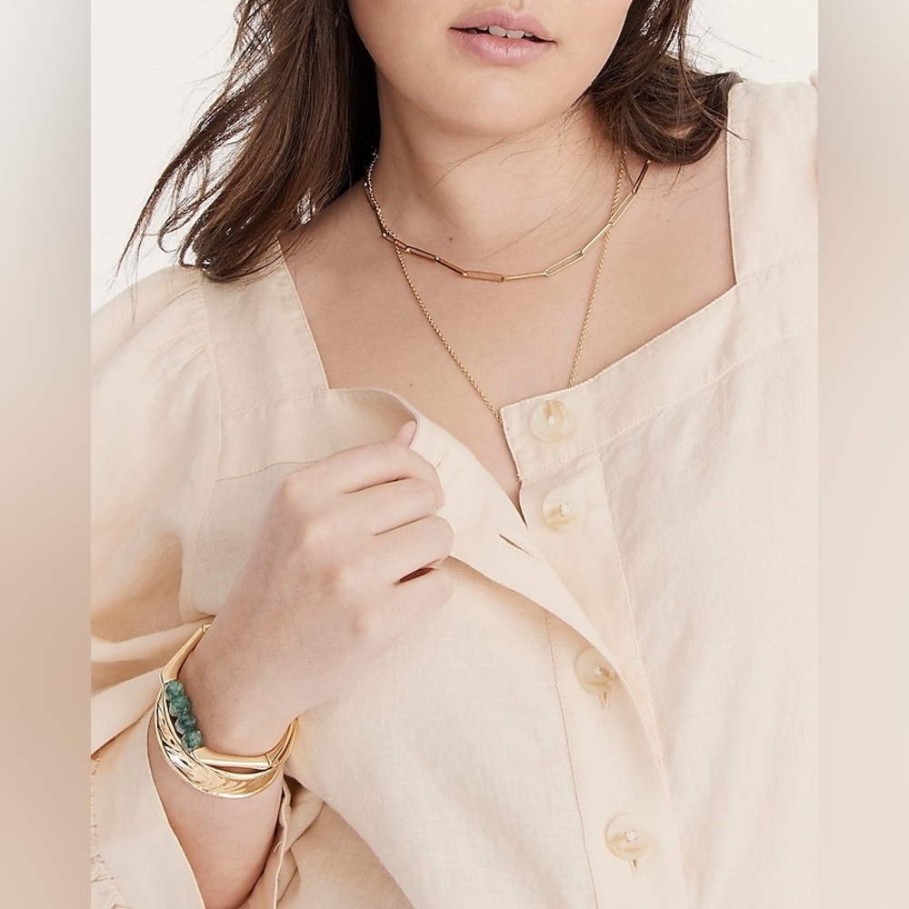 NEW /  J.crew Squareneck button-front linen top